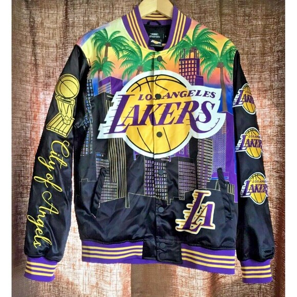 Pro Standard Los Angeles Lakers Basketball All-Over Print Remix Satin Jacket XL - Picture 1 of 14
